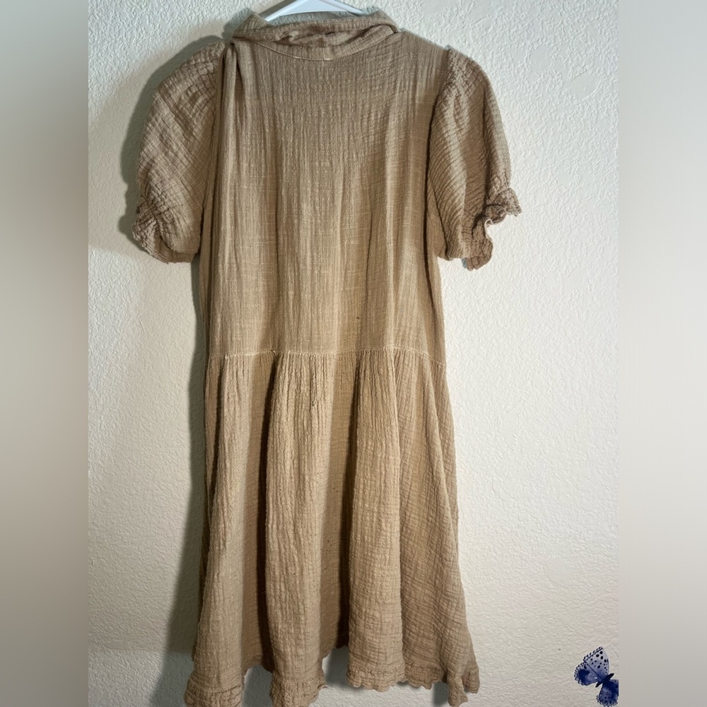 Cotton Textured Beige Dress